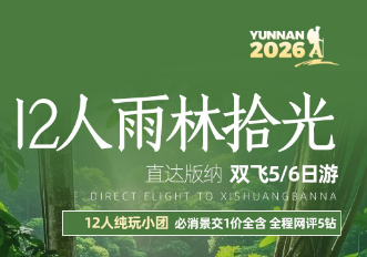 【雨林拾光】直达版纳4晚5天纯玩之旅 12人团