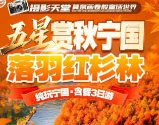 【五星赏秋宁国·落羽红杉林】船游青龙湾-潜入秘境红杉林/皖南川藏线-储家滩/夏霖九天银瀑/龙泉洞/畲族风情园 /水东老街